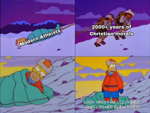 Modern Atheists Climbing Christian Morals