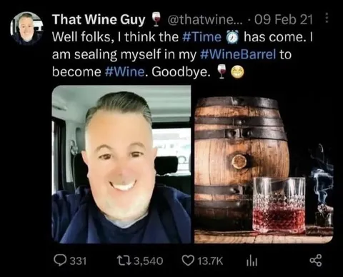 Sealing Himself in a Wine Barrel