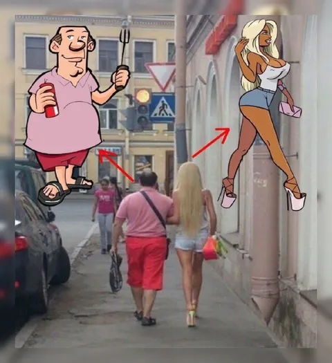 Мультяшные двойники на прогулке