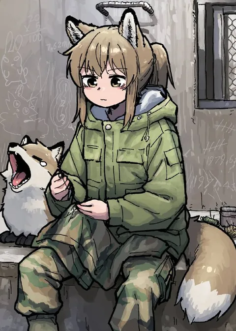 Лисодевушка шьёт игрушку