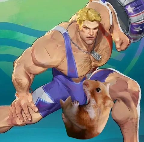 Мускулистый мужчина и хомяк