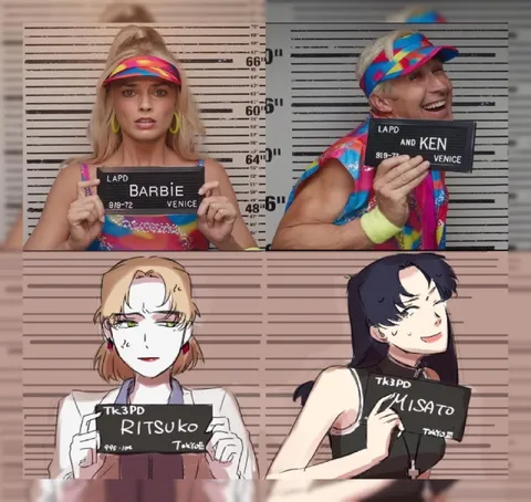 Barbie and Evangelion Mugshots