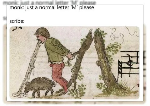 Scribe Draws an Elaborate M