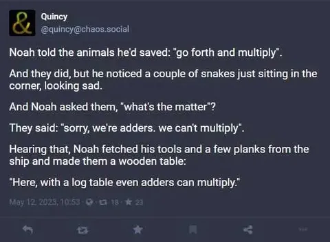 Noah’s Log Table Pun