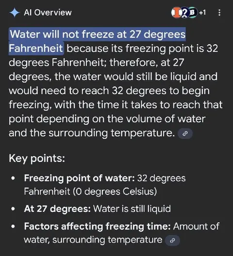 AI Says Water Freezes at 32
