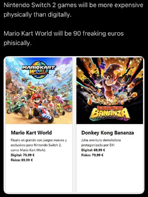 Mario Kart World Physical Price Shock