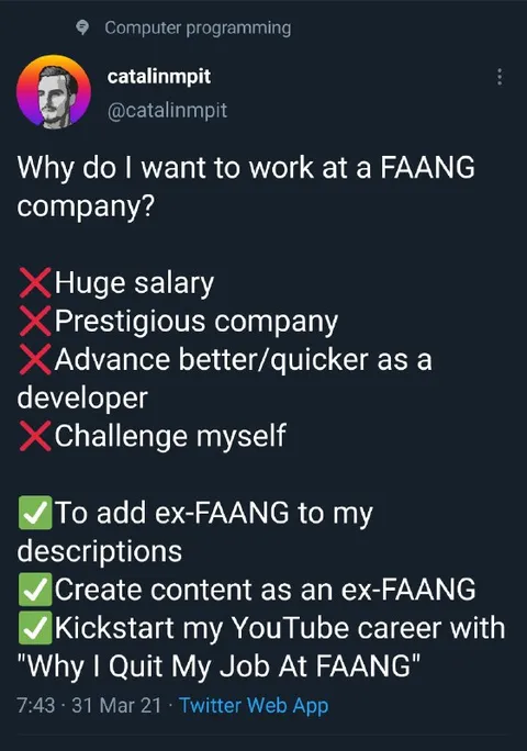Why I Want to Work at FAANG