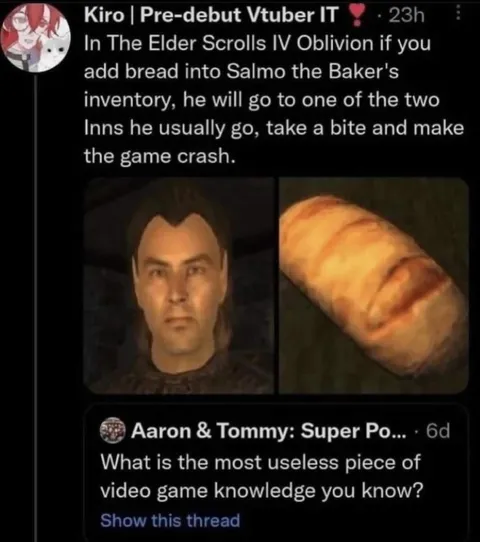Oblivion Bread Crash Glitch