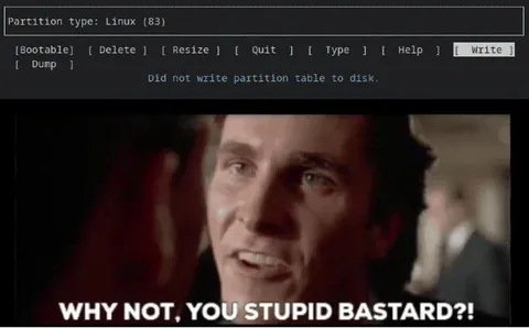 Did Not Write Partition Table