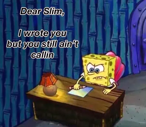 SpongeBob Writing to Slim
