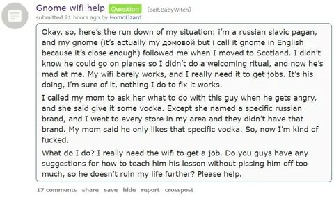 Russian Pagan Blames Gnome for Bad Wifi