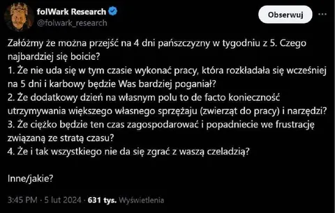 Czego boicie się przy czterech dniach pańszczyzny