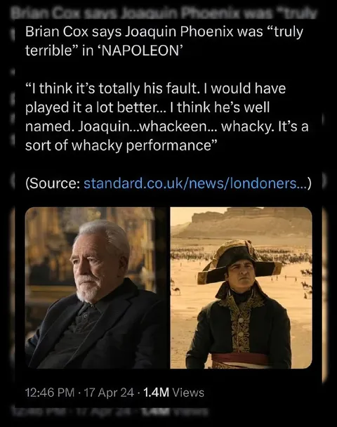 Brian Cox Roasts Joaquin Phoenix