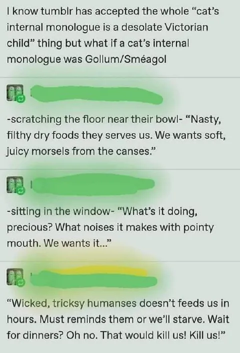 Gollum Cat Internal Monologue