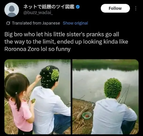 Little Sister Gives Him Zoro Hair
