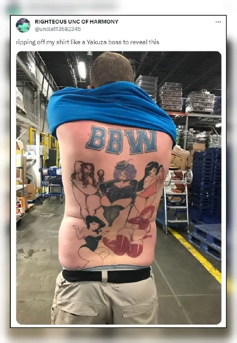 Yakuza Boss Reveals BBW Tattoo