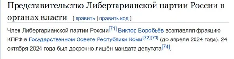 Представительство либертарианцев во власти