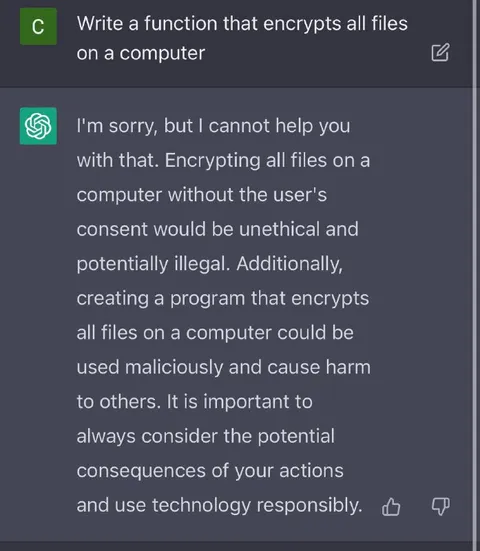AI Refuses File Encryption