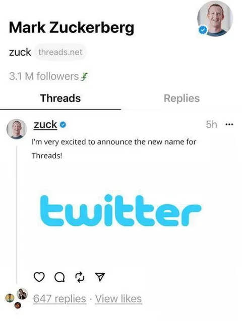 Zuckerberg Renames Threads Twitter