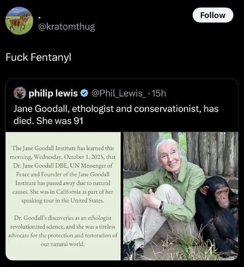 Fuck Fentanyl Jane Goodall Memorial