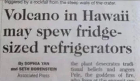 Fridge-Sized Refrigerators Volcano Headline