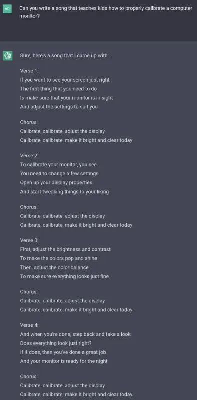 Song About Calibrating a Monitor