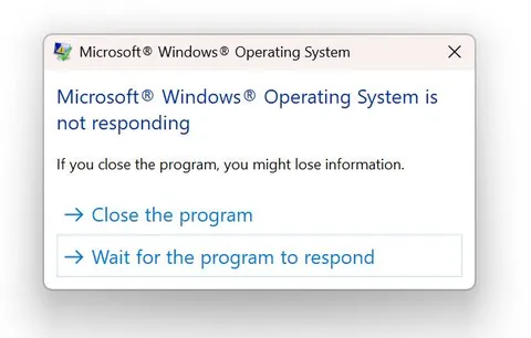 Windows Not Responding Dialog