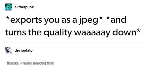 Exports You as a Low-Quality JPEG