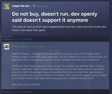 Developer Defends Abandoned VR Game