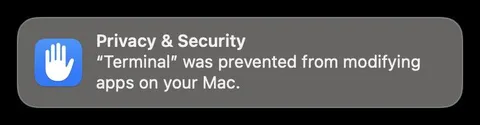 Mac Blocks Terminal Access