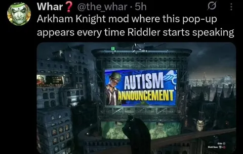 Riddler Autism Announcement Popup