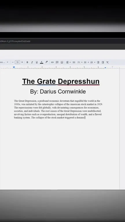 The Grate Depresshun Essay