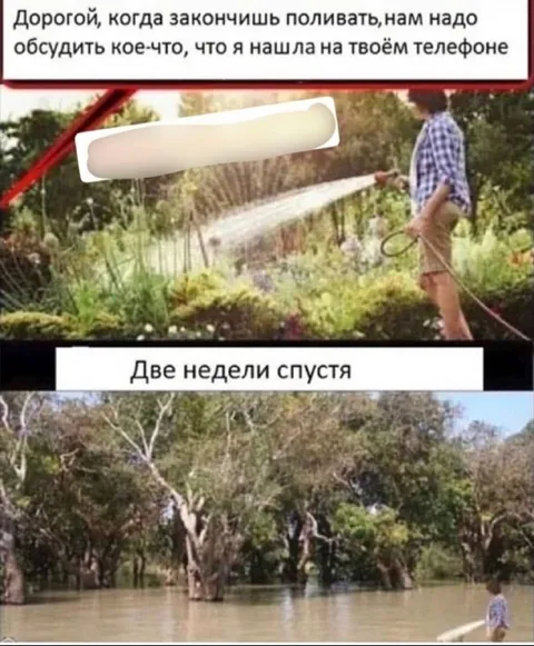 Полив после разговора о телефоне