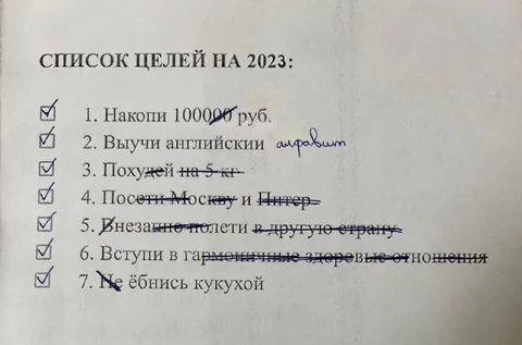 Список целей на 2023