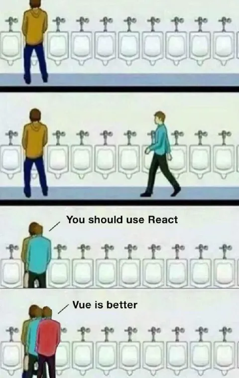 React vs Vue Urinal Meme