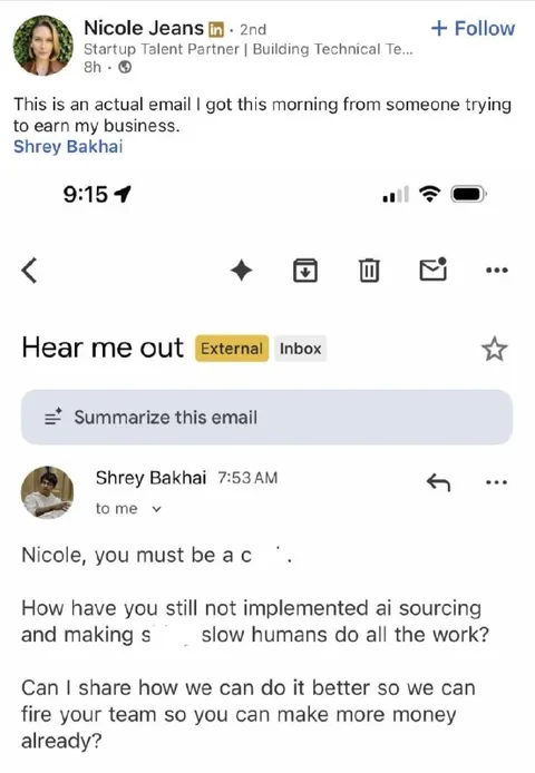AI Sourcing Cold Email Gone Wrong