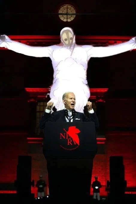 Biden Under the Giant Angel