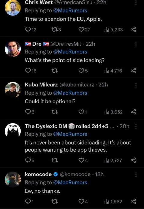 Apple Users Reject Sideloading