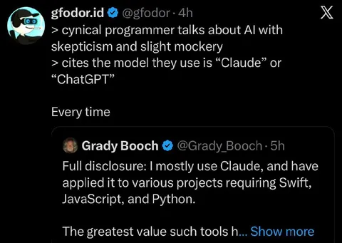 Programmer Says They Use Claude