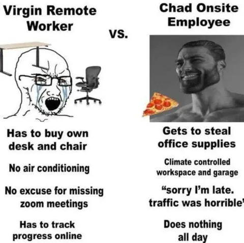 Virgin Remote Worker vs Chad Onsite Employee