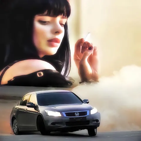 Девушка и дрифтующая Honda
