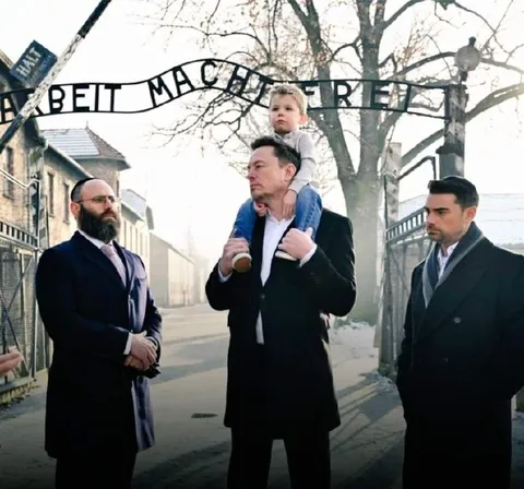 Elon Musk med barn på axlarna