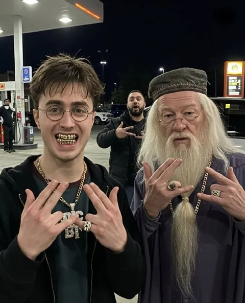 Рэпер и Дамблдор на заправке