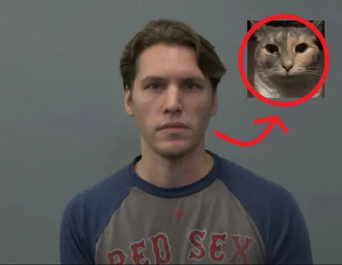 Man Pointing at Serious Cat