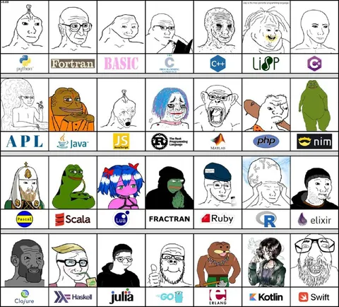 Programming Languages Wojak Chart