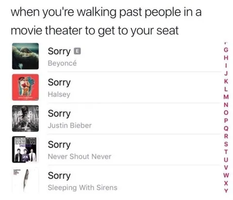 Walking Past Seats to Sorry