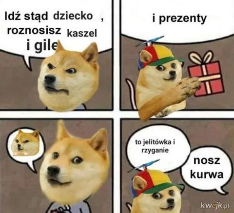Doge przynosi prezenty i rzyganie