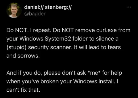 Do Not Remove curl.exe