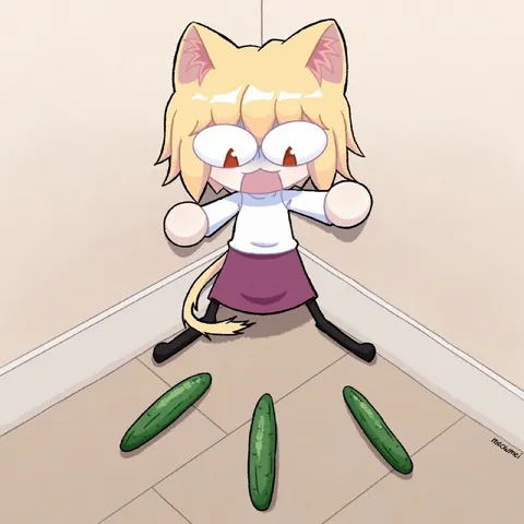 Кошкодевочка и огурцы