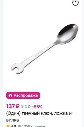 Гаечный ключ, ложка и вилка